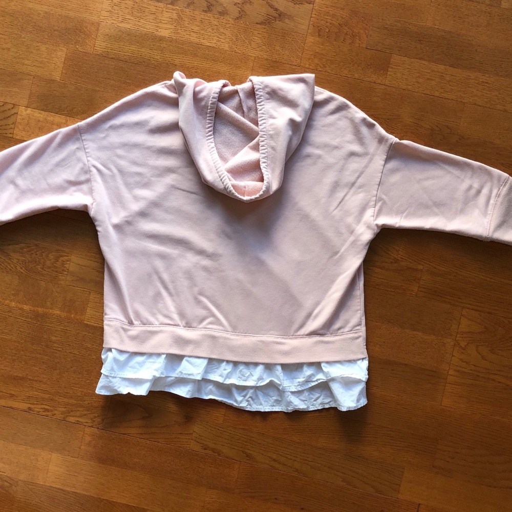 Blush pink sweatshirt with ruffle